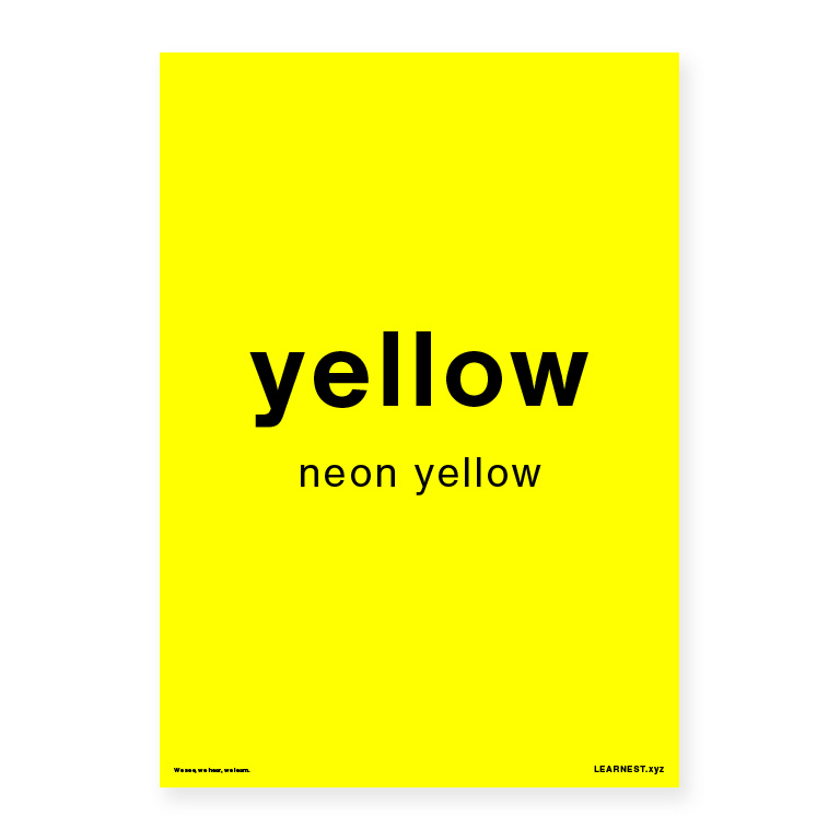 Pre-School Names of Colours – Neon yellow
