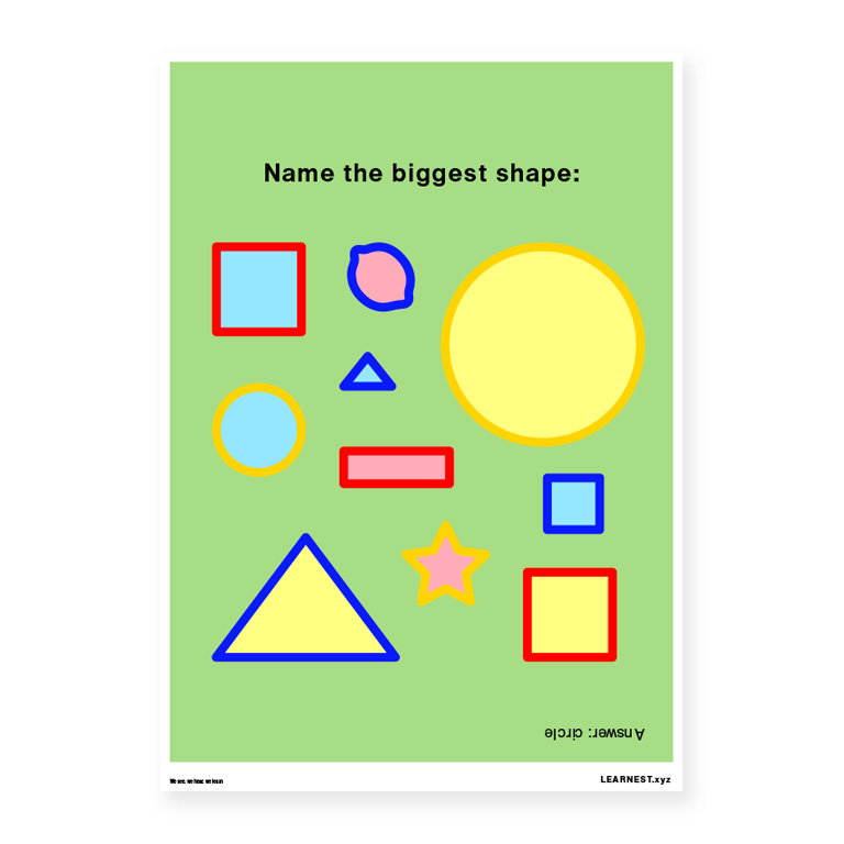 Pre-School About Shapes – Name the biggest shape