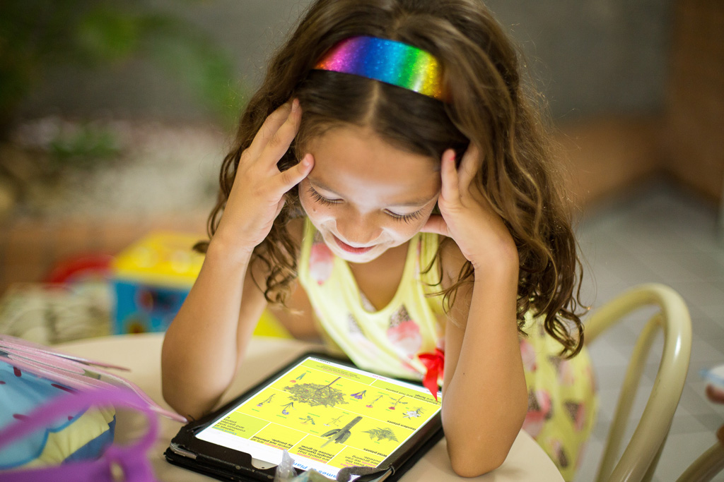 A child studying on Learnest using an iPad