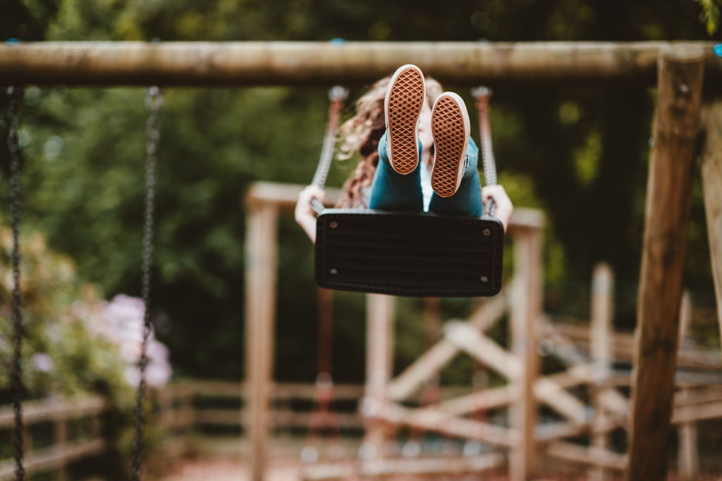 A child on a swing in the playground